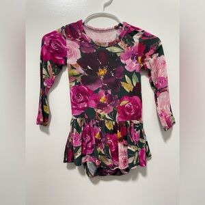 Posh peanut bamboo floral Baby onesie outfit